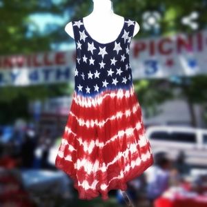 SHORELINE Red White & Blue Tye Dye Tent Dress